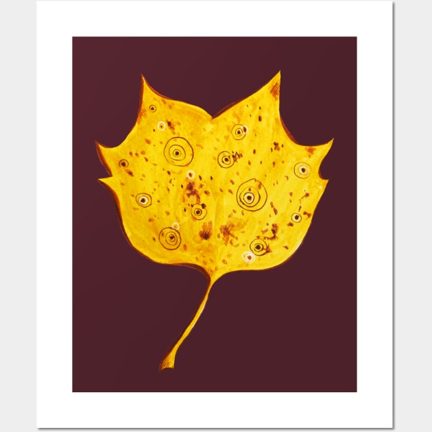 Fancy Watercolor Yellow Autumn Leaf Wall Art by Boriana Giormova
